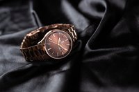 Montre-bracelet à quartz en acier inoxydable inspirée de STELLAR ELEGANCE, verre saphir, boîtier or rose/marron 30 mm, étanche 16 mm