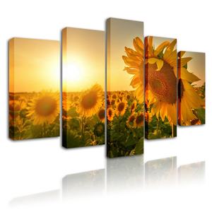 Peinture sur toile avec <span class=keywords><strong>fleurs</strong></span> de soleil et de fleur, Art mural floral, imprimés, décoration de la maison, tableau mural pour salon et chambre à coucher, 5 panneaux - Product Image 5