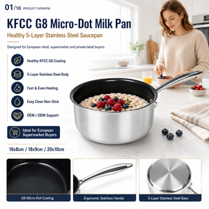 Olla de Acero Inoxidable de 5 Capas con Revestimiento Cerámico KFCC G8 de Alta Gama, Libre de PFAS, Ecológica, con Micro Puntos, para Sopa y Leche - Product Image 1