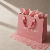 Ensemble de marquage personnalisé pour vêtements de luxe, MOQ-100, sacs shopping en papier avec papier de soie/autocollant pour emballage cadeau, vêtements, chaussures