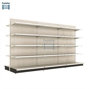 Estantería Modular Blanca <span class=keywords><strong>de</strong></span> Doble Cara Tipo Góndola con Panel Trasero Perforado <span class=keywords><strong>y</strong></span> Tablero <span class=keywords><strong>de</strong></span> Clavijas para Exhibición en Tiendas <span class=keywords><strong>y</strong></span> Supermercados - Product Image 2