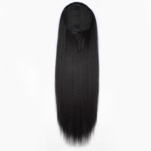 Натуральные черные термостойкие синтетические волосы на завязках хвостик для женщин и девочек 26 дюймов - Product Image 5