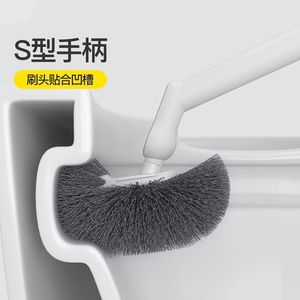 Curved Toilet Brush With Hanging Loop Nylon Bristles For Bathroom Cleaning Extended Handle Wall Mountable - Product Image 3
