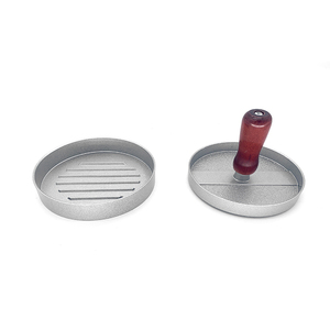 Presse à <span class=keywords><strong>mini</strong></span>-hamburgers manuelle à démoulage facile, antiadhésive, avec poignée en bois, en alliage d'aluminium, pour la préparation de galettes de burger <span class=keywords><strong>maison</strong></span> DIY - Product Image 5