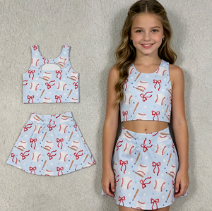 ชุดกีฬา RTS Athletic Wear ชุดเบสบอลสำหรับเด็กผู้หญิง เสื้อกั๊กแบบลำลอง กระโปรงกางเกงขาสั้น ซับในกางเกงขาสั้น ชุดโยคะ ชุดกีฬาเชียร์ลีดเดอร์ - Product Image 1