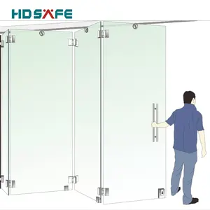 Outdoor Frameless Folding Glass Wall Balcony Sliding Partitions Doors Stacking Panoramic Accordion Bifold Doors