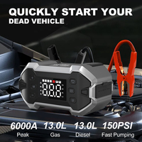 Démarreur de voiture 12V 36000mAh et compresseur d'air 150PSI pour gonflage de pneus, combo batterie externe portable