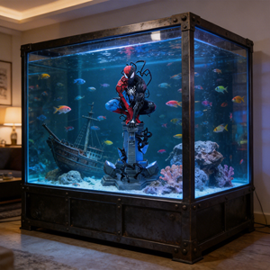 Figurine de plateforme Super Spider-Man, thème <span class=keywords><strong>Avengers</strong></span>, en PVC écologique, modèle de jouet, décoration d'aquarium, cadeau tendance et de collection - Product Image 1