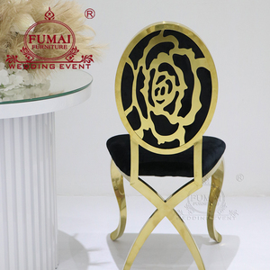 เก้าอี้โลหะสีทองรุ่น Rose Back หุ้มเบาะสีดำ สำหรับงานแต่งงานในโรงแรม - Product Image 6