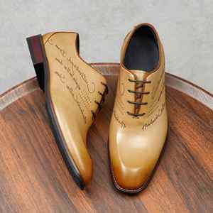 Zapatos Oxford de Hombre Hechos a Mano de Alta Calidad, con Punta en Pico, Estilo Formal, Impermeables, con Cierre de Cordones, Aumentan la Altura, Genuinos - Product Image 1