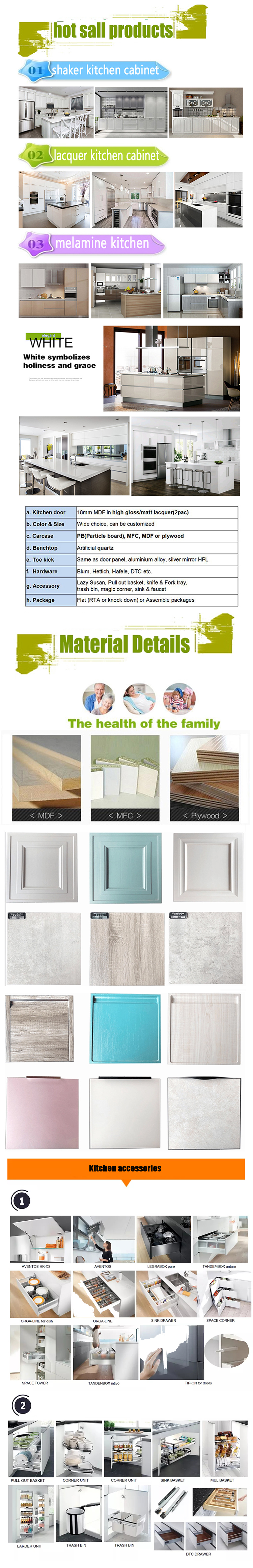 High quality pvc used modular lacquer kitchen cabinet