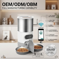 Distributeur automatique de nourriture pour animaux de compagnie intelligent WIFI en acier inoxydable pour chats et chiens - Batterie rechargeable, design moderne, programmation quotidienne de 4 repas avec minuterie