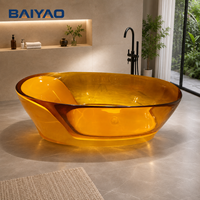 Baignoire autoportante ovale en résine transparente tendance, couleur personnalisable, pour hôtel, villa, salle de bain