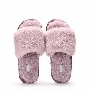 Pantoufles confortables à bout ouvert hiver intérieur extérieur maison dames moelleux diapositives en peluche fausse fourrure pantoufles pour femmes - Product Image 4