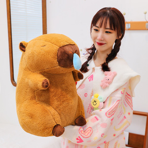 Peluche Kapibala Capybara motif tortue, avec écharpe à nez qui coule, pour machine à attraper les jouets - Peluche courte en coton PP, modèle personnalisable - Product Image 3