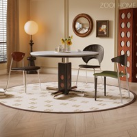 Table à manger ronde simple et combinaison de chaises en bois massif et acier inoxydable nouveau design Table et chaise de salle à manger rondes