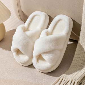 Pantuflas Cómodas y Suaves de Estilo Femenino, Tejidas en Felpa, con Tiras Cruzadas, Ligeras, de Tela de Algodón, para Uso Doméstico - Product Image 2