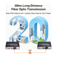 Extenseur HDMI vers fibre optique 1080P, monomode, simple fibre, transmission 20 km, convertisseur vidéo point à point sur fibre