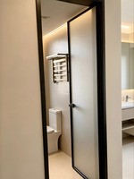 Porte de salle de bain en verre en aluminium de qualité commerciale pour hôtels et immeubles de bureaux