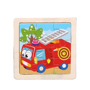 All'ingrosso Toddler 9 pcs puzzle bambini Baby Cartoon Early Educational altro giocattolo veicolo Puzzle in legno - Product Image 1