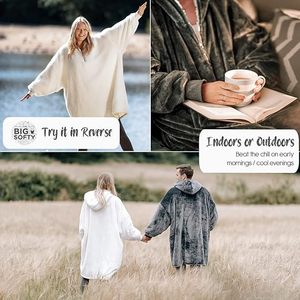 Oversized <strong>Hoodie</strong> Blanket Sherpa &amp; Fleece Wearable Blanket Hoodies for <strong>Women</strong> &amp; Men Comfy &amp; Fluffy Hooded Blankets - Product Image 5