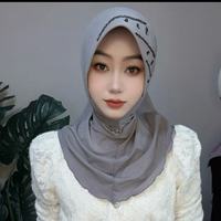 Voile instantané en éponge douce, forme fantaisie, orné de cristaux, style décontracté et simple, pour femmes musulmanes, style Dubaï