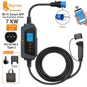 feyree Type 2 Smart Portable EV Charger 7kW 32A 264V Electric Vehicle Charger 5m Cable Schedule Charger with 2.8 Inch Screen - Product Image 1