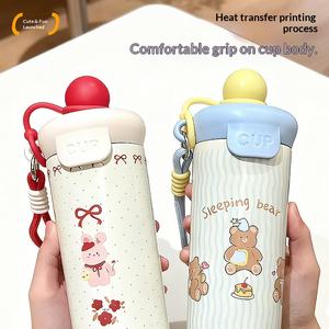 Gourde isotherme écologique en acier inoxydable 316 pour enfants, avec corde de transport, motif dessin animé, grande capacité, portable et de haute qualité - Product Image 5