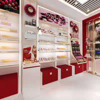 Comptoir de magasin de cosmétiques en contreplaqué de haute qualité, tables de présentation pour magasin de maquillage, armoires, présentoir à rouges à lèvres, kiosque, éclairage LED pour centre commercial