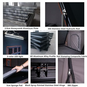Factory Wholesale Foldout Design <b>Large</b> Space Aluminum Roof Top <b>Tent</b> Fast Open Lightweight Rooftop <b>Tent</b> Hard with LED - Product Image 5