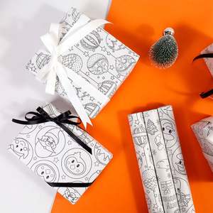 Wholesale 80g Christmas Graffiti Kraft <b>Paper</b> <b>Tissue</b> 43*300cm Gift Luxury Custom Packaging <b>Wrapping</b> <b>Paper</b> Roll - Product Image 1