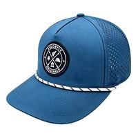 Casquette de baseball personnalisée transfrontalière de haute qualité à 6 panneaux en tissu maillé respirant et imperméable, perforée au laser, pour le golf, avec broderie