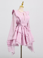 Robe à manches lanternes à volants pour femme, élégante, simple, décontractée, mode plage, jupe courte