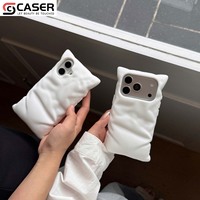 Coque de téléphone 3D créative en silicone froissé avec oreilles de chat mignonnes pour iPhone 13-18, antichoc et mate, protection intégrale