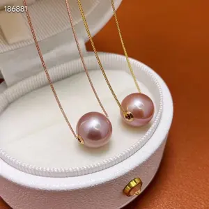 10-11mm Edison Pearl Pendant for Women Real Solid 18K AU750 gold Natural Pearl White / Purple / Pink Pearl Pendant