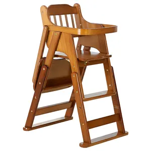 Durable Portable Convenient Standard Feeding Solid Wood Baby Dining High Chair Wooden With Tray