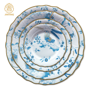 अनुकूलित रोमांटिक नए डिजाइन वेडिंग चार्जर प्लेट ब्लू बोन चीन डिनरवेयर - Product Image 1