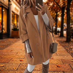 Woolen Winter Coat-<b>Brown</b> Warm Button Closure - Product Image 3