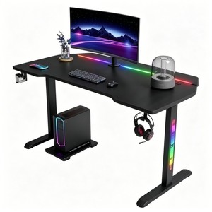 <span class=keywords><strong>Bureau</strong></span> de jeu RGB 1,6 m, table d'ordinateur en fibre de carbone, station <span class=keywords><strong>PC</strong></span>, pieds LED rétroéclairés, poste de travail pour joueurs - Product Image 1