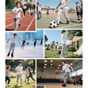 Pantalones Deportivos para Niños Qbk, Corte Ajustado, Estilo Jogger, Cintura Ajustable con Cordón, Elásticos, Ropa Deportiva Informal, 3-16 Años - Product Image 5