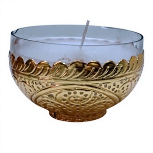 Glass & Brass Manufacturer with Gold Plated Bowl <b>Tealight</b> <b>Holders</b> - Product Image 1