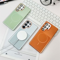Coque de téléphone en PC avec placage métallique et finition givrée pour Samsung Galaxy S26 Ultra S23 S24 S25 FE, compatible avec la charge sans fil, magnétique, fine, avec dos en plastique