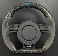 Volant en cuir et fibre de carbone forgée pour Audi A3/A4/A5/A6/Q3/Q5/Q7/S3/S4/RS3/S Line - Amélioration personnalisée avec bande décorative