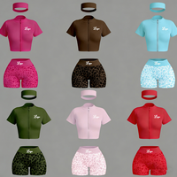 Ensembles d'entraînement personnalisés, vêtements d'été, veste à fermeture éclair à imprimé guépard, shorts, ensemble de yoga et de gym 3 pièces pour femmes
