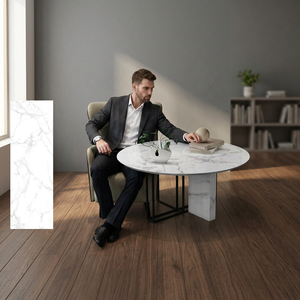 Dalle de pierre frittée blanche absolue 800x2400mm 15mm aspect marbre en porcelaine pour la décoration de cuisine moderne - Product Image 1