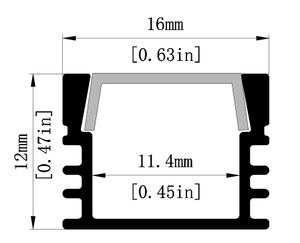 Profilo industriale in alluminio 16mm <span class=keywords><strong>X</strong></span> 12mm con servizio di taglio luce a <span class=keywords><strong>LED</strong></span> flessibile personalizzata - Product Image 2