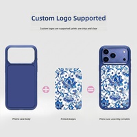 Coque en TPU doré pour iPhone 17 Pro Max, motif Chinoiserie, fermeture magnétique, incrustation nacre, détails floraux peints