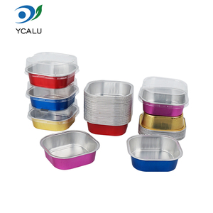 Stampi <span class=keywords><strong>per</strong></span> Torte Mini Colorati da 100ml, Vaschette Quadrate in Alluminio con Coperchio - Product Image 1