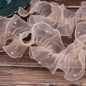 Vente directe usine – Accessoires en dentelle pour vêtements Lolita : garniture de col en organza perlé plissé de 11 cm, miroir décoratif, matériau d'emballage floral - Product Image 3