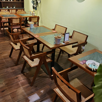 Tables et chaises en bois massif indiennes, restauration, snack-bar, cuisine japonaise, restaurant de nouilles en poudre, table à manger de restaurant